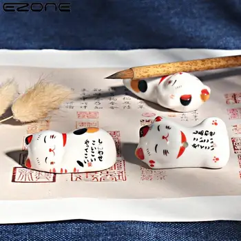 EZONE Kūrybos Cute Kačių Penholder Keramikos Rašiklio Laikiklis Kawai Panda Triušių, Avių Šepetėlių Stovas Dovanų Raštinės reikmenys Kaligrafija Pen Vilkite