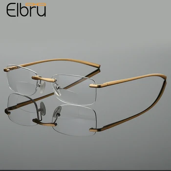Elbru Naujas Bifocals Skaitymo Akiniai Vyrai Moterys Frameless Toli ir Šalia Vizija Presbyopic Akiniai Dvigubas Šviesos Skaitymo Akiniai