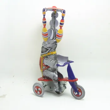 [Juokingi] Suaugusiųjų Kolekciją Retro Vėjo iki žaislas Metalo Skardos cirko akrobatikos dramblys ant triračio Mechaninis Prisukamas žaislas paveikslas dovanų
