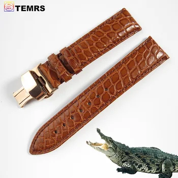TEMRS dvipusis Krokodilo Odos watchband 18mm 19mm 20mm 21mm 22 mm 23 mm 24mm Prabanga Originali Aligatorius Laikrodžių Dirželiai Juostos