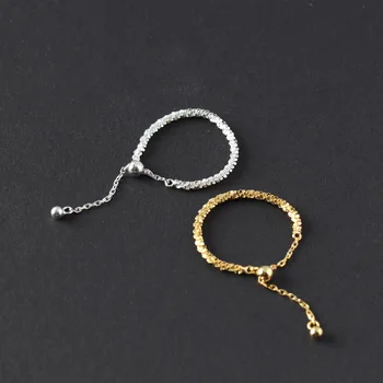 925 Sterlingas Sidabro Putojantis Paprastų Muilinių Traukti Reguliuojamas Flash Žiedas Moterims, Jubiliejus, Vestuves Dovanų Fine Jewelry 2