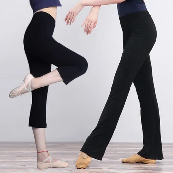 Baleto Šokių Kelnės Moterims, Merginos Atsitiktinis Fitneso Juoda Medvilnės Gimnastika Flare Kelnės