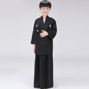 Aukštos kokybės Japonų Senovinių Rytietiškų Kimono Nustatyti Berniukų Cardigan Haori Samurajus Juoda Yukata Vaikas Etape кимоно японский стиль