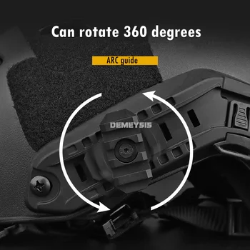 Taktinis Šalmas Šonų Adapteris Reguliuojamas 360 Laipsnių KAMPO Vadovas Rotacijos Airsoft Greitas Šalmo 19mm Picatinny 3