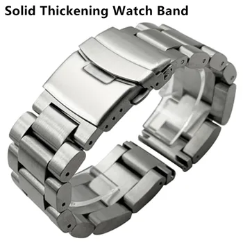 Kietojo Sustorėjimas 5.5 mm 316L Nerūdijančio Plieno Watchbands Sidabro 22mm 24mm 26mm Metalo Watch Band Dirželis Riešo Laikrodžių Apyrankės