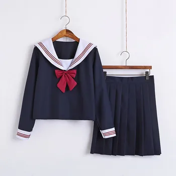 Mados Mokyklą Vienodas Mergaičių Karšto Pardavimo Sailor Marškinėliai Klostuotas Sijonas Nustato Pagrindinio Pavasario Rudens Studentų Drabužius, Japonija, JK Uniformos