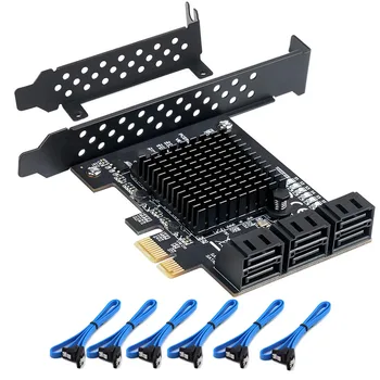 6/4 10 Port SATA III PCIe Card, PCIe SATA III Valdytojas Kortelė 6GB/s Vidinis Adapteris Keitiklis PCI SATA 3.0 Išplėtimo Plokštę