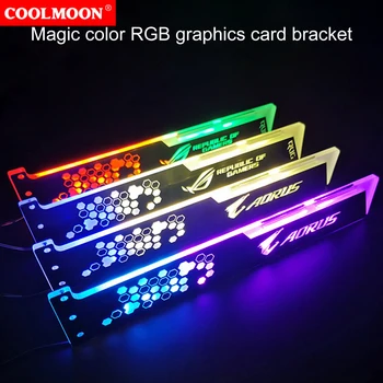 Grafika Kortelės Laikiklis Šviesos Stipri Struktūra RGB 12 spalvų LED GPU Palaikymas su Kompiuterio Valdiklis
