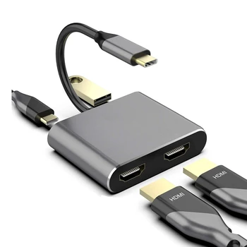 USB C Tipo Stebulės Dual 4K HD HDMI suderinamus Mokestis Port USB-C Docking Station Adapteris Paramos Dvejopo Ekrano 