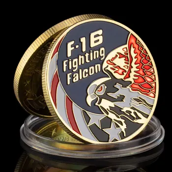 Jungtinės Amerikos Valstijos Ari Jėga Suvenyrų Monetos F-16 Fighting Falcon Orlaivių Progines Monetas, Auksą, Sidabrą, Karinės Kolekcines Monetos