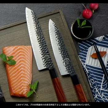 Profesinės Japonijos Chef Peiliai 3 Sluoksnių AUS-10 Plieno Mėsos Cleaver Lašišų Žuvų Filė Santoku Peilis Įrankiai Dovana GRANDSHARP 3