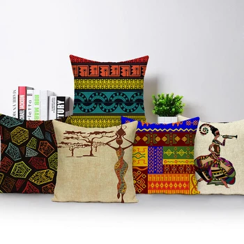 Afrikos Stilius Juoda Moteris Etninės Pagalvėlė Padengti Afrikos Stilius Pagalvės užvalkalą už Sofos Retro Automobilių Geometrijos Mesti Pagalvės Dangtelis