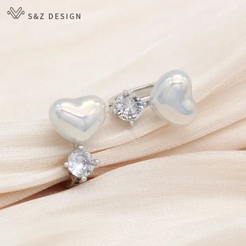 S&Z kurti Naujų Mados Elegantiškas Trikampis Širdies formos Imituojamas-pearl 585 Rose Gold Tabaluoti Auskarai Moterims Vestuvių Papuošalai 2