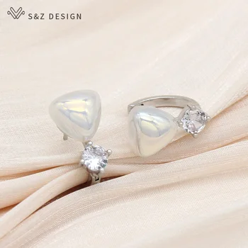 S&Z kurti Naujų Mados Elegantiškas Trikampis Širdies formos Imituojamas-pearl 585 Rose Gold Tabaluoti Auskarai Moterims Vestuvių Papuošalai 5