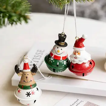Medžio Kabantys Varpai Kalėdų, Naujųjų Metų Šaliai Kalėdų Kabinti Geležies Varpas Su Lanyards Sniego Šiaurės Elnių Kalėdų Senelio Kalėdos