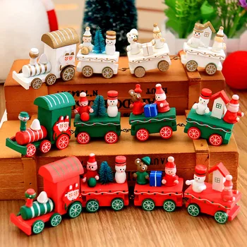 Medinių Kalėdų Traukinys Žaislai, Kalėdų Stalo Puošybos Linksmų Kalėdų Dekoro Namuose Vaikai Naudai Dovanas Naujųjų Metų 2023