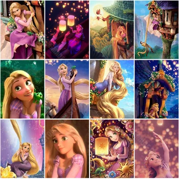 Disney Susivėlęs Princesė Rapunzel 5D Diamond Tapybos Kryželiu Rinkinys Siuvinėjimui Visiškai Gręžimo Anime Diamond Mozaikos Namų Dekoro Dovana