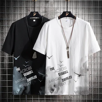 Naujas Apvalios Kaklo Juoda Negabaritinių marškinėliai Vyras korėjos RETRO Stiliaus Daugiafunkcinis Drabužius Paaugliams Palaidinės Kpop Modelis