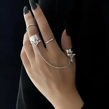Korėjos Bižuterijos Gotikos Love Key Lock Ring Grandinė Paprasta Paprasto Žiedai Moterims Didmeninės