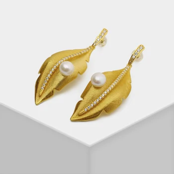 Amorita Lapai kvailas aukso gamtos perlas auksu bauda auskarai